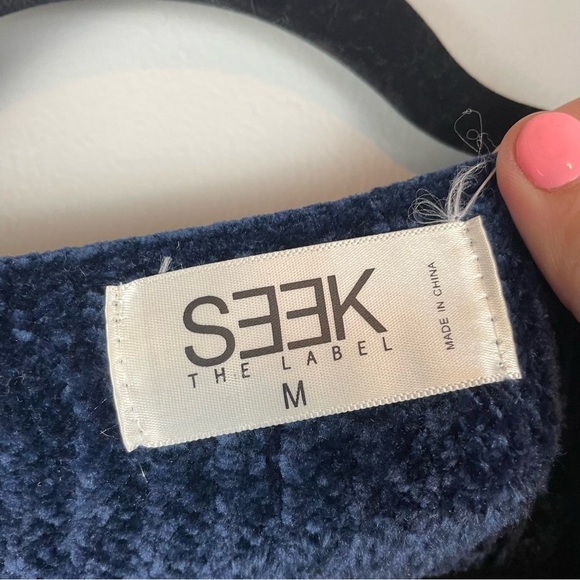 Seek The Label Blue Chenille Ribbed Knit Pullover Sweater Size M - Picture 6 of 6